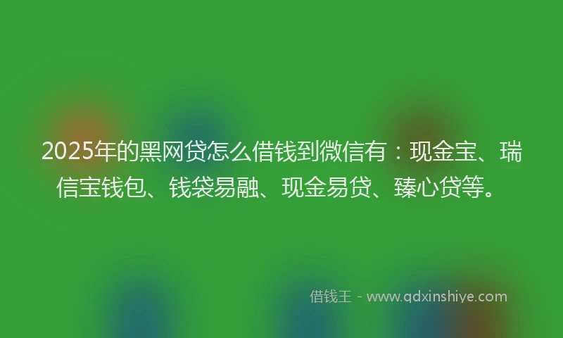 2025年的黑网贷怎么借钱到微信有：现金宝、瑞信宝钱包、钱袋易融、现金易贷、臻心贷等。