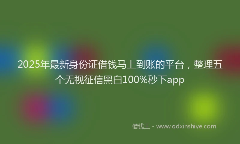 2025年最新身份证借钱马上到账的平台，整理五个无视征信黑白100%秒下app
