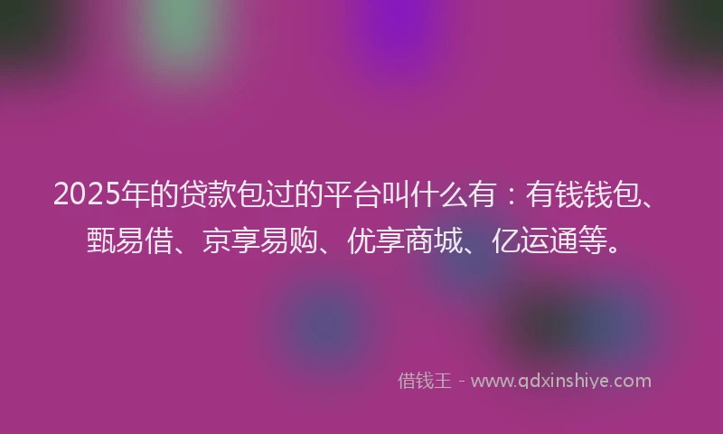2025年的贷款包过的平台叫什么有：有钱钱包、甄易借、京享易购、优享商城、亿运通等。