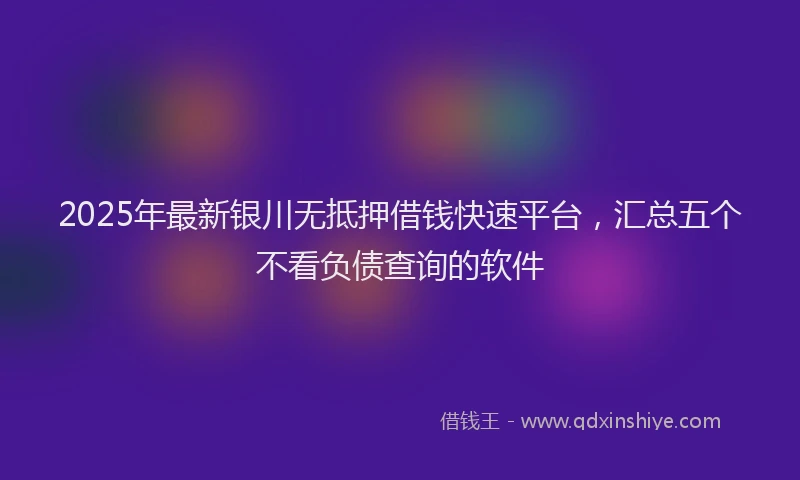 2025年最新银川无抵押借钱快速平台，汇总五个不看负债查询的软件