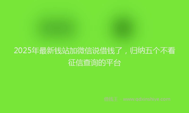 2025年最新钱站加微信说借钱了，归纳五个不看征信查询的平台