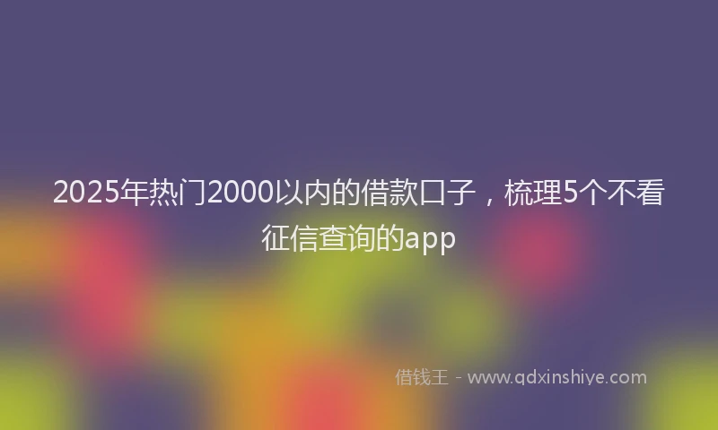 2025年热门2000以内的借款口子，梳理5个不看征信查询的app