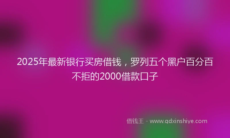 2025年最新银行买房借钱，罗列五个黑户百分百不拒的2000借款口子