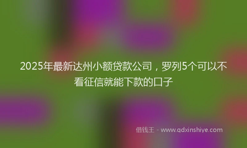 2025年最新达州小额贷款公司，罗列5个可以不看征信就能下款的口子