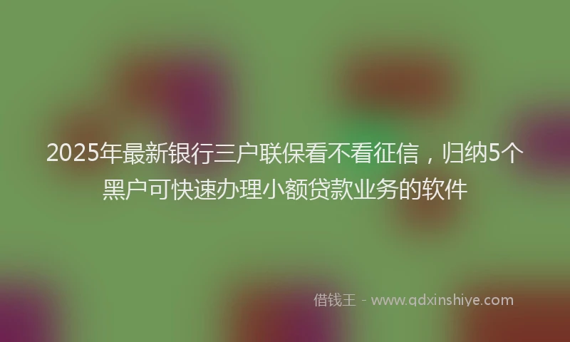 2025年最新银行三户联保看不看征信，归纳5个黑户可快速办理小额贷款业务的软件