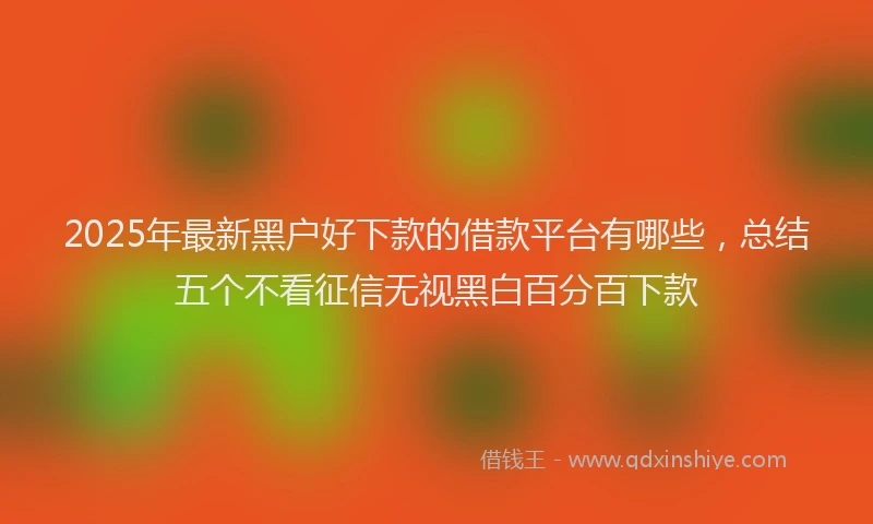 2025年最新黑户好下款的借款平台有哪些，总结五个不看征信无视黑白百分百下款