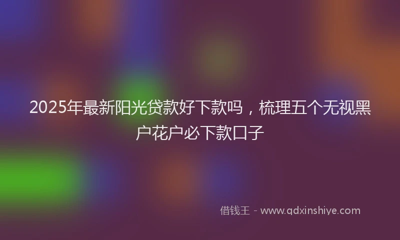 2025年最新阳光贷款好下款吗，梳理五个无视黑户花户必下款口子