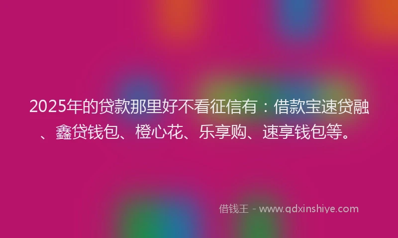 2025年的贷款那里好不看征信有：借款宝速贷融、鑫贷钱包、橙心花、乐享购、速享钱包等。