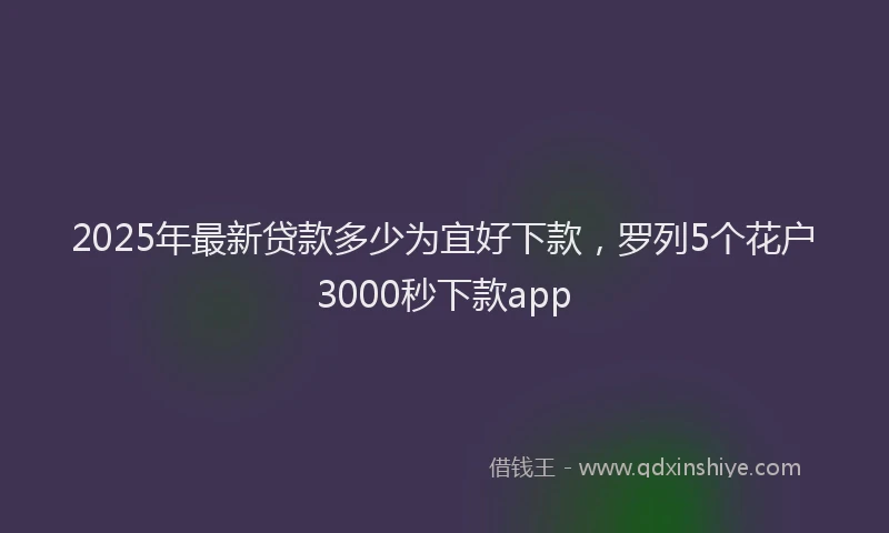 2025年最新贷款多少为宜好下款，罗列5个花户3000秒下款app