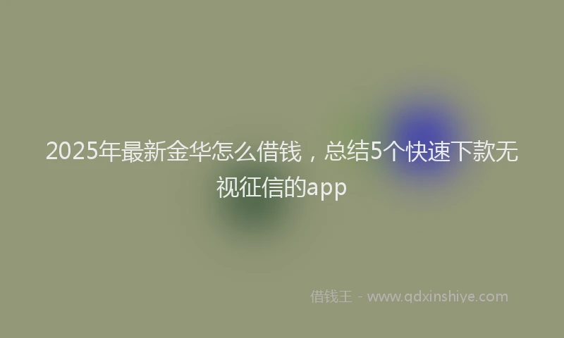 2025年最新金华怎么借钱，总结5个快速下款无视征信的app