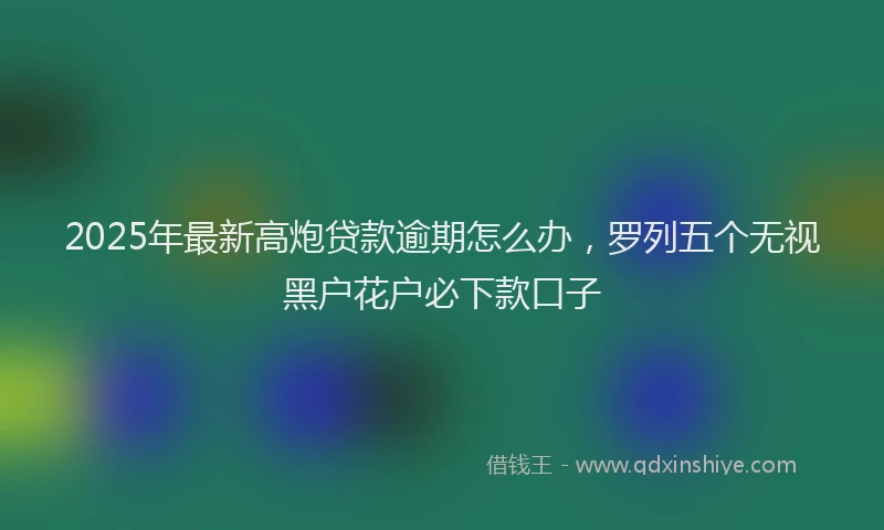 2025年最新高炮贷款逾期怎么办，罗列五个无视黑户花户必下款口子