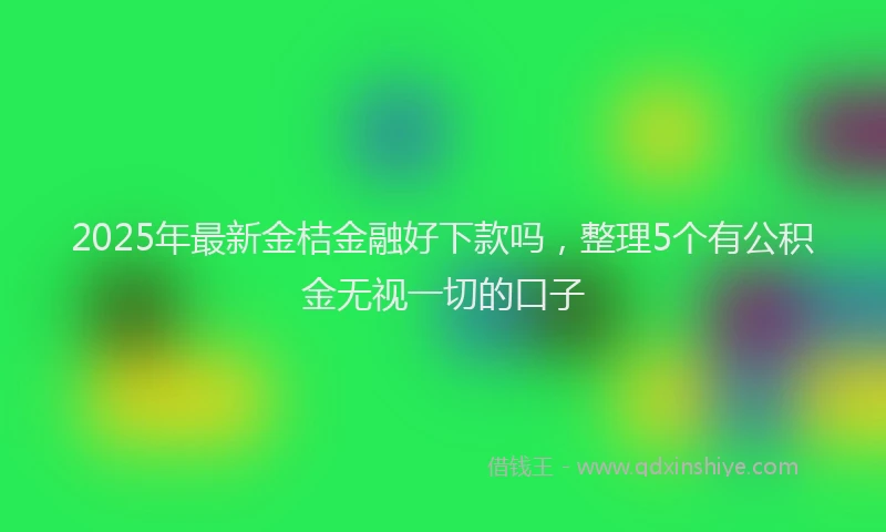 2025年最新金桔金融好下款吗，整理5个有公积金无视一切的口子