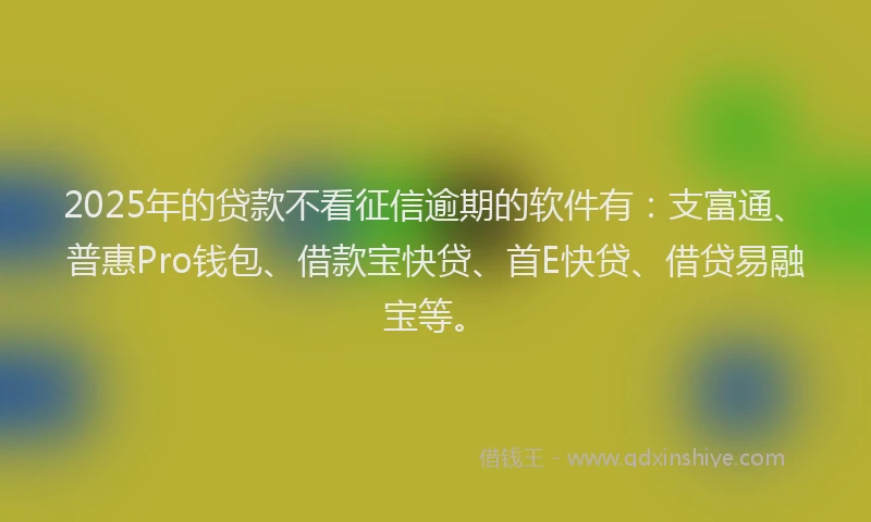 2025年的贷款不看征信逾期的软件有：支富通、普惠Pro钱包、借款宝快贷、首E快贷、借贷易融宝等。