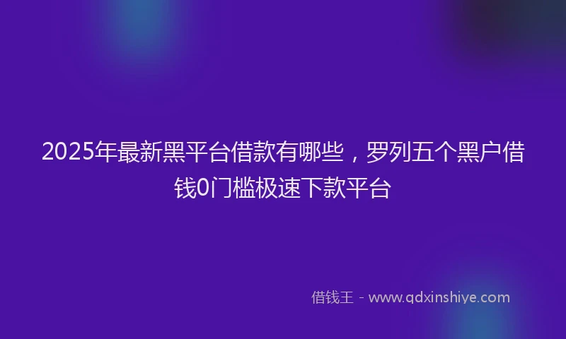 2025年最新黑平台借款有哪些，罗列五个黑户借钱0门槛极速下款平台