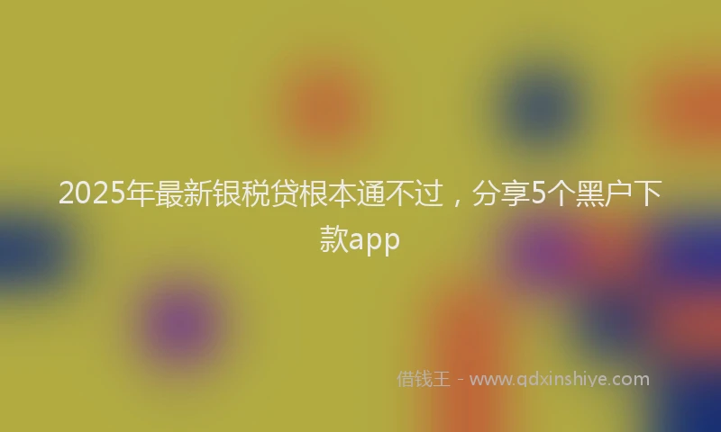 2025年最新银税贷根本通不过，分享5个黑户下款app