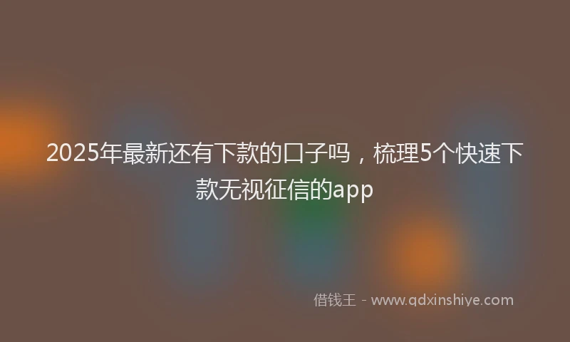 2025年最新还有下款的口子吗，梳理5个快速下款无视征信的app