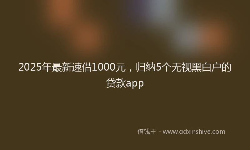 2025年最新速借1000元，归纳5个无视黑白户的贷款app