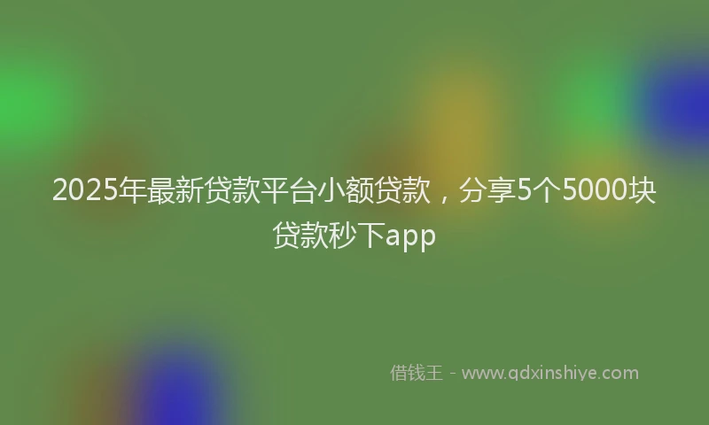 2025年最新贷款平台小额贷款，分享5个5000块贷款秒下app