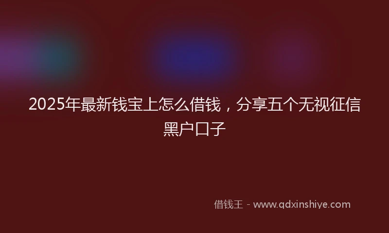2025年最新钱宝上怎么借钱，分享五个无视征信黑户口子