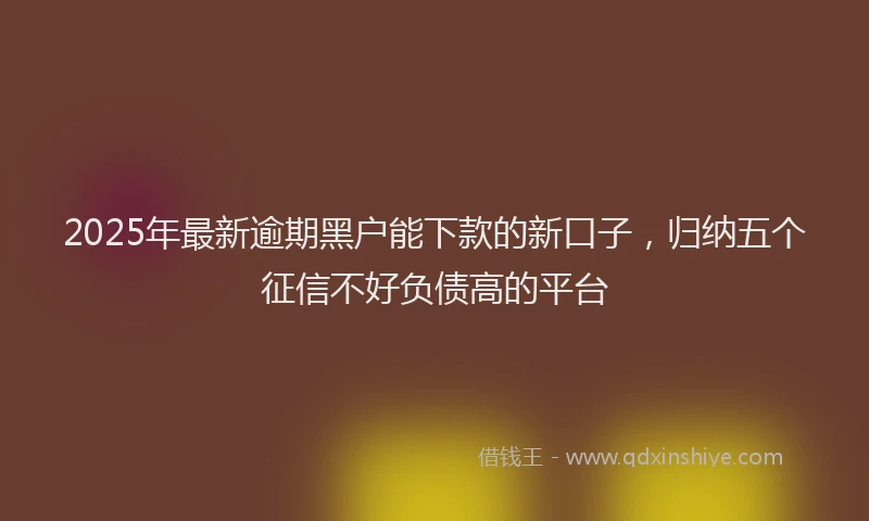 2025年最新逾期黑户能下款的新口子，归纳五个征信不好负债高的平台
