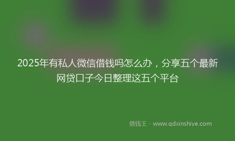 2025年有私人微信借钱吗怎么办，分享五个最新网贷口子今日整理这五个平台