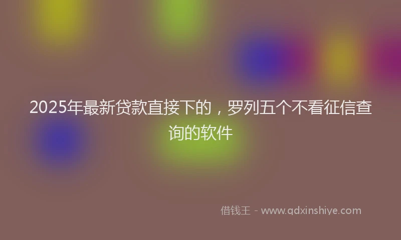 2025年最新贷款直接下的，罗列五个不看征信查询的软件