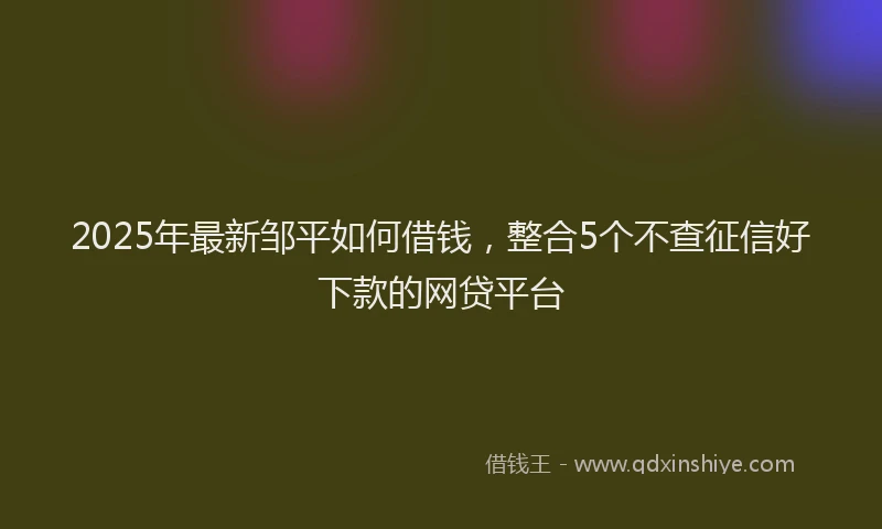 2025年最新邹平如何借钱，整合5个不查征信好下款的网贷平台