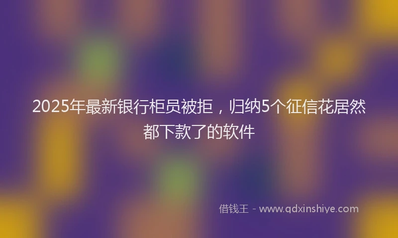 2025年最新银行柜员被拒，归纳5个征信花居然都下款了的软件