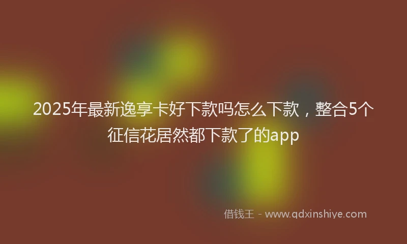 2025年最新逸享卡好下款吗怎么下款，整合5个征信花居然都下款了的app