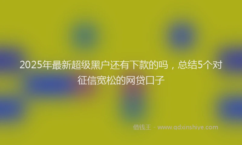 2025年最新超级黑户还有下款的吗，总结5个对征信宽松的网贷口子