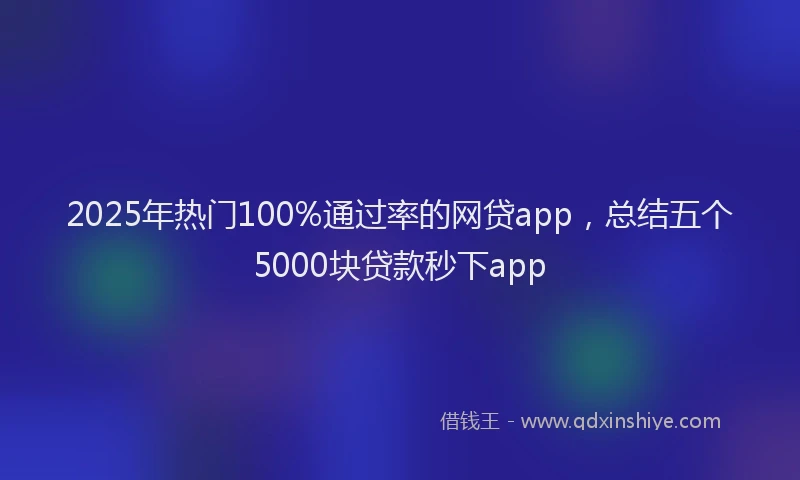 2025年热门100%通过率的网贷app，总结五个5000块贷款秒下app
