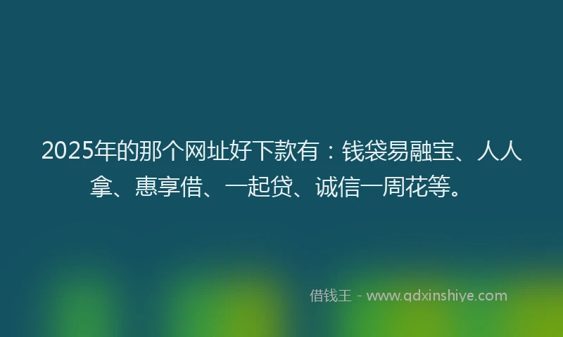 2025年的那个网址好下款有：钱袋易融宝、人人拿、惠享借、一起贷、诚信一周花等。