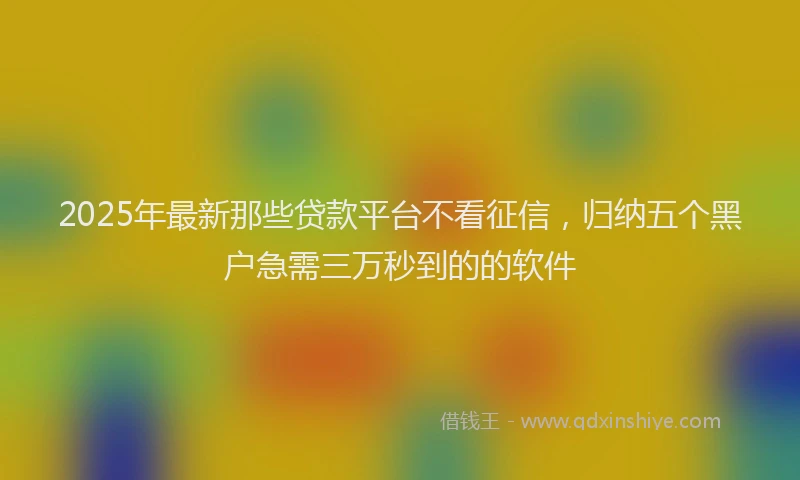 2025年最新那些贷款平台不看征信，归纳五个黑户急需三万秒到的的软件