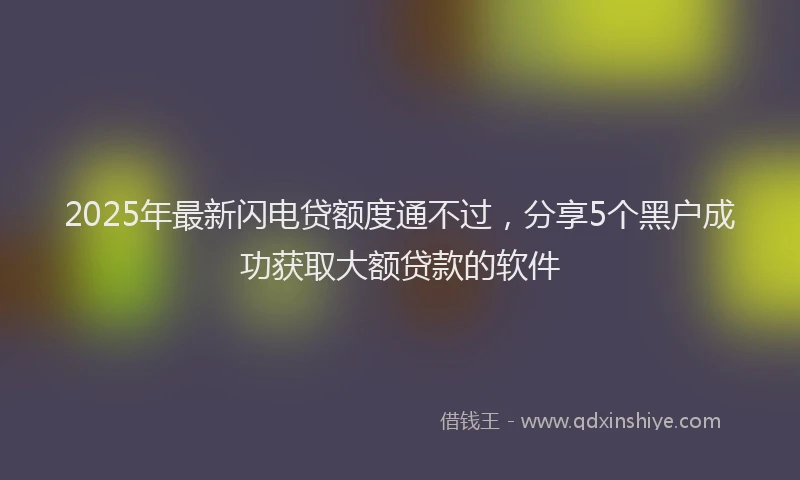 2025年最新闪电贷额度通不过，分享5个黑户成功获取大额贷款的软件