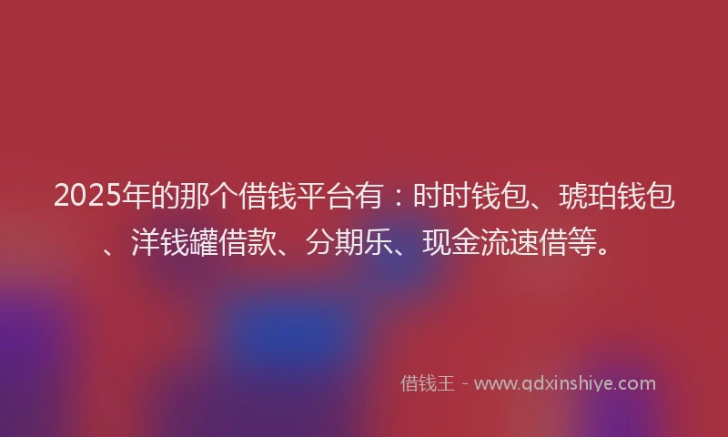 2025年的那个借钱平台有：时时钱包、琥珀钱包、洋钱罐借款、分期乐、现金流速借等。