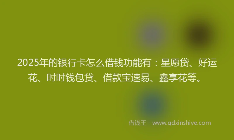 2025年的银行卡怎么借钱功能有：星愿贷、好运花、时时钱包贷、借款宝速易、鑫享花等。
