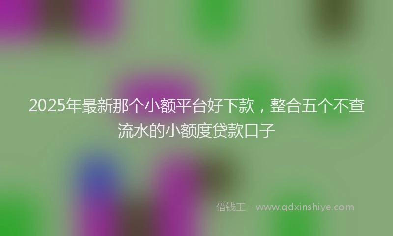 2025年最新那个小额平台好下款，整合五个不查流水的小额度贷款口子