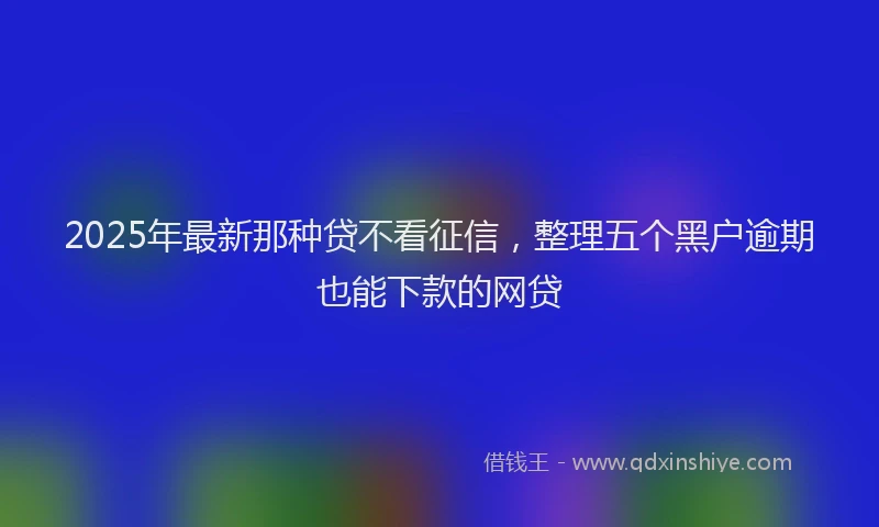 2025年最新那种贷不看征信，整理五个黑户逾期也能下款的网贷