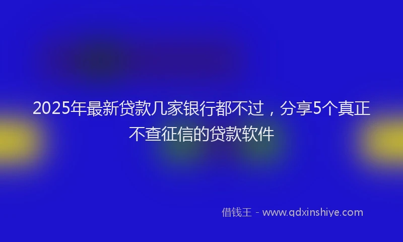 2025年最新贷款几家银行都不过，分享5个真正不查征信的贷款软件