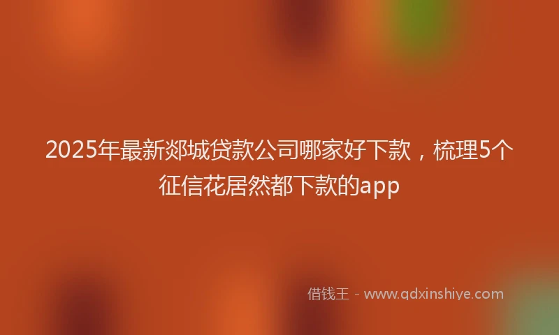 2025年最新郯城贷款公司哪家好下款，梳理5个征信花居然都下款的app