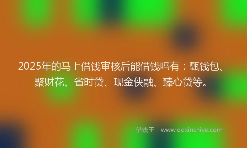 2025年的马上借钱审核后能借钱吗有：甄钱包、聚财花、省时贷、现金侠融、臻心贷等。