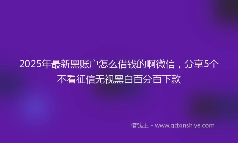 2025年最新黑账户怎么借钱的啊微信，分享5个不看征信无视黑白百分百下款