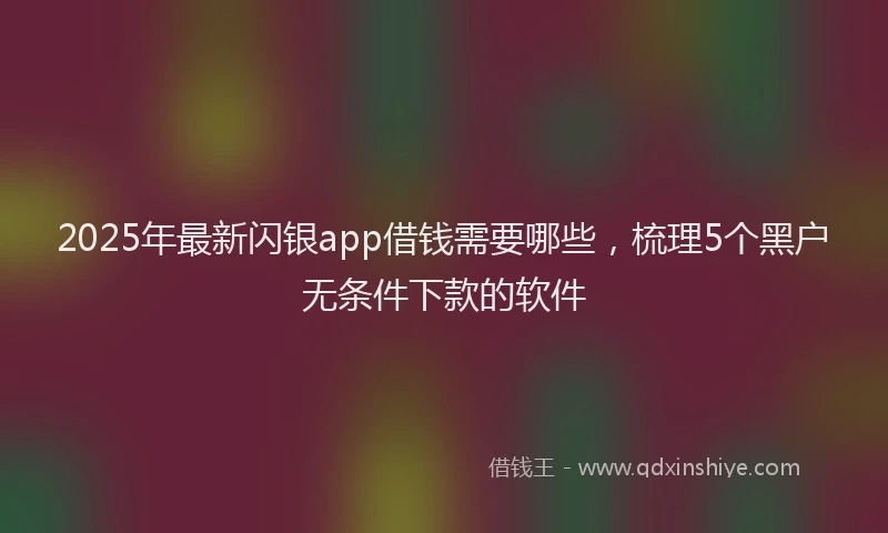2025年最新闪银app借钱需要哪些，梳理5个黑户无条件下款的软件