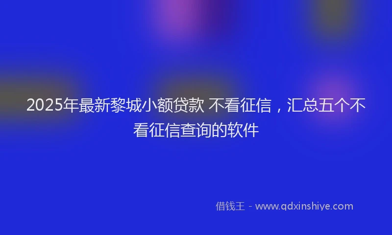 2025年最新黎城小额贷款 不看征信，汇总五个不看征信查询的软件