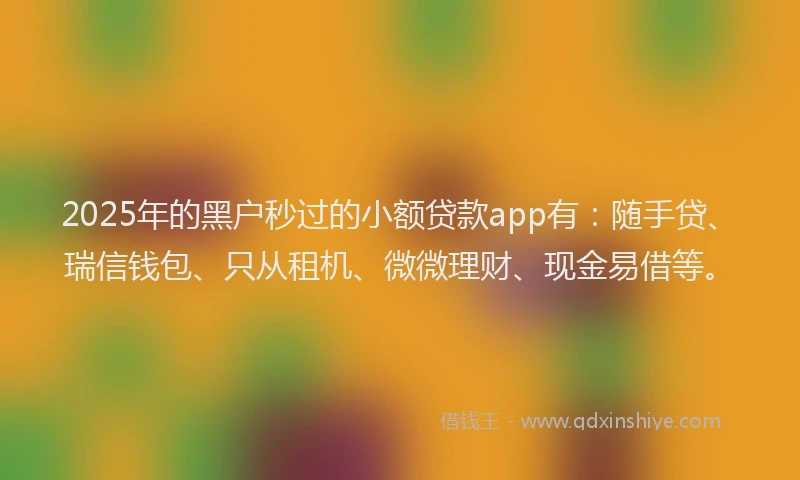 2025年的黑户秒过的小额贷款app有：随手贷、瑞信钱包、只从租机、微微理财、现金易借等。