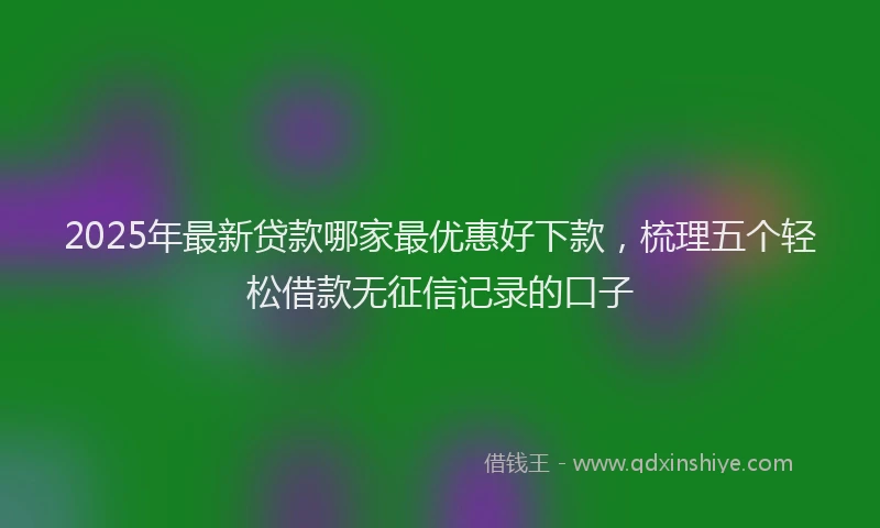 2025年最新贷款哪家最优惠好下款，梳理五个轻松借款无征信记录的口子