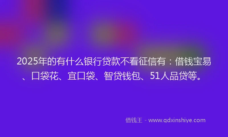 2025年的有什么银行贷款不看征信有：借钱宝易、口袋花、宜口袋、智贷钱包、51人品贷等。
