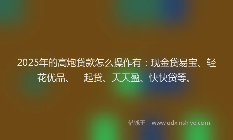 2025年的高炮贷款怎么操作有：现金贷易宝、轻花优品、一起贷、天天盈、快快贷等。