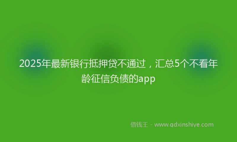 2025年最新银行抵押贷不通过，汇总5个不看年龄征信负债的app