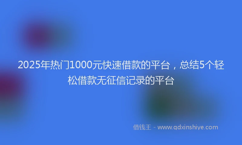 2025年热门1000元快速借款的平台，总结5个轻松借款无征信记录的平台